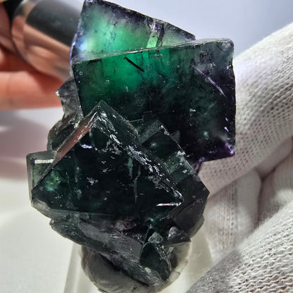 Klare Phantom Fluorit Würfel Stufe zonal grün lila Okorusu, Namibia 52*36*32mm