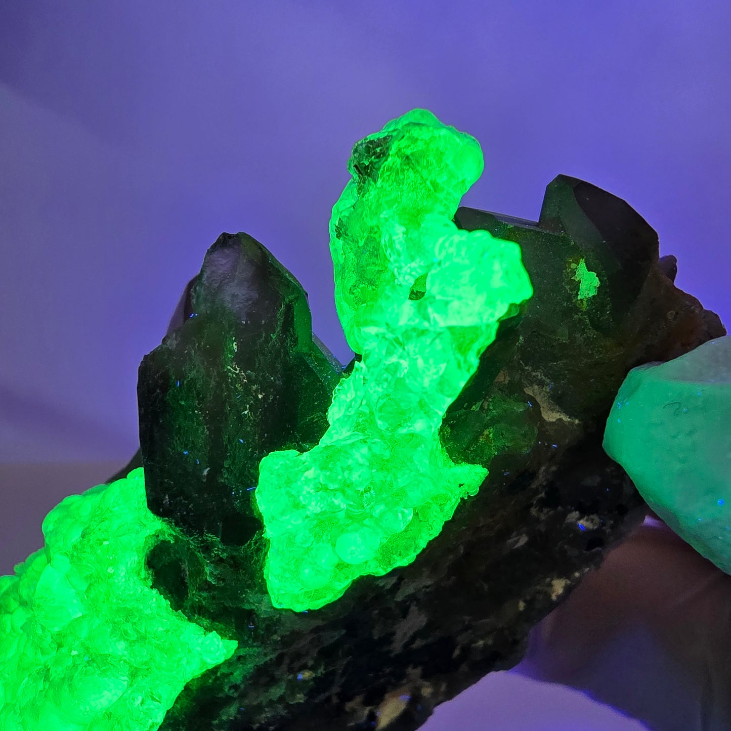 Seltene Hyalit Opal, Rauchquarz, Schörl Turmalin Stufe Erongo, Namibia 83*54*39mm