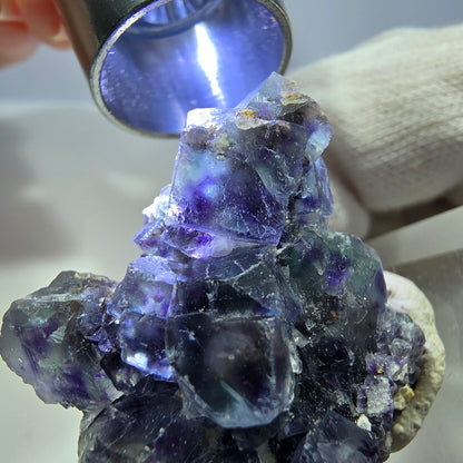 Clear Phantom Fluorite Cube Specimen zonal green purple Okorusu, Namibia 41*37*25mm 