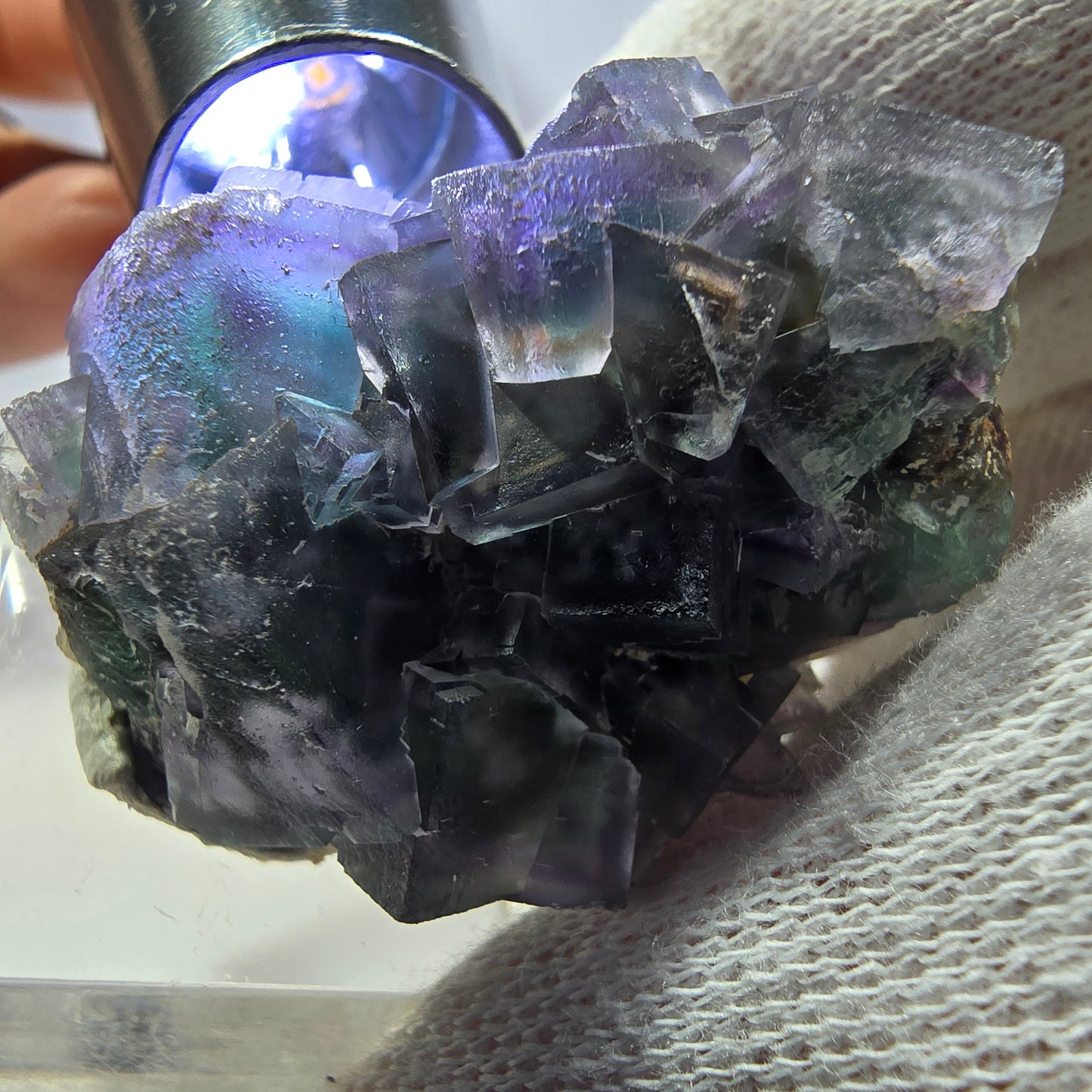 Clear Phantom Fluorite Cube Specimen zonal green purple Okorusu, Namibia 42*32*33mm 