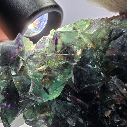 Spécimen de cube de fluorite fantôme transparent, parqueté, zonal, Okorusu, Namibie, 72 x 54 x 23 mm 