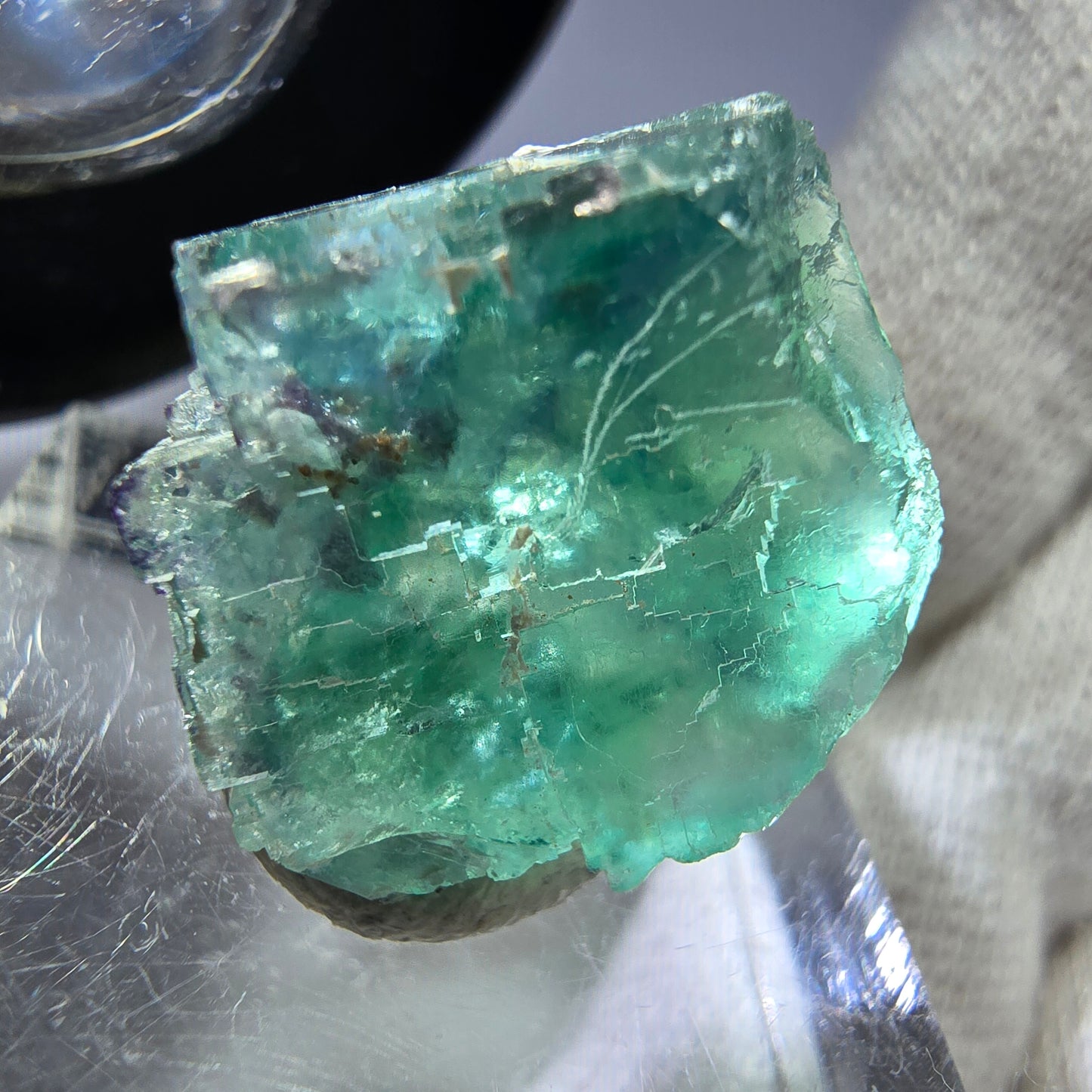 Seltener Phantom Fluorit Würfel, grün parkettiert Okorusu, Namibia 19*17*14mm