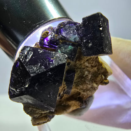 Cube de fluorite fantôme, zonal, spécimen d'orthose, Erongo, Namibie, 27 x 22 x 13 mm 