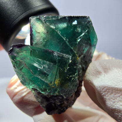 Spécimen de cube de fluorite fantôme, parqueté vert violet Okorusu, Namibie 45*33*24 mm 