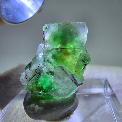 Phantom Fluorit Würfe Stufe, grün weiß lila zonal Erongo, Namibia 17*16*12mm