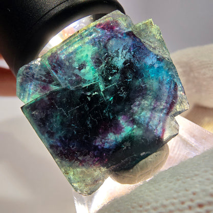 Spécimen de cube de fluorite fantôme, zonal – Nouvelle découverte ! Okorusu, Namibie, 33 x 31 x 21 mm 