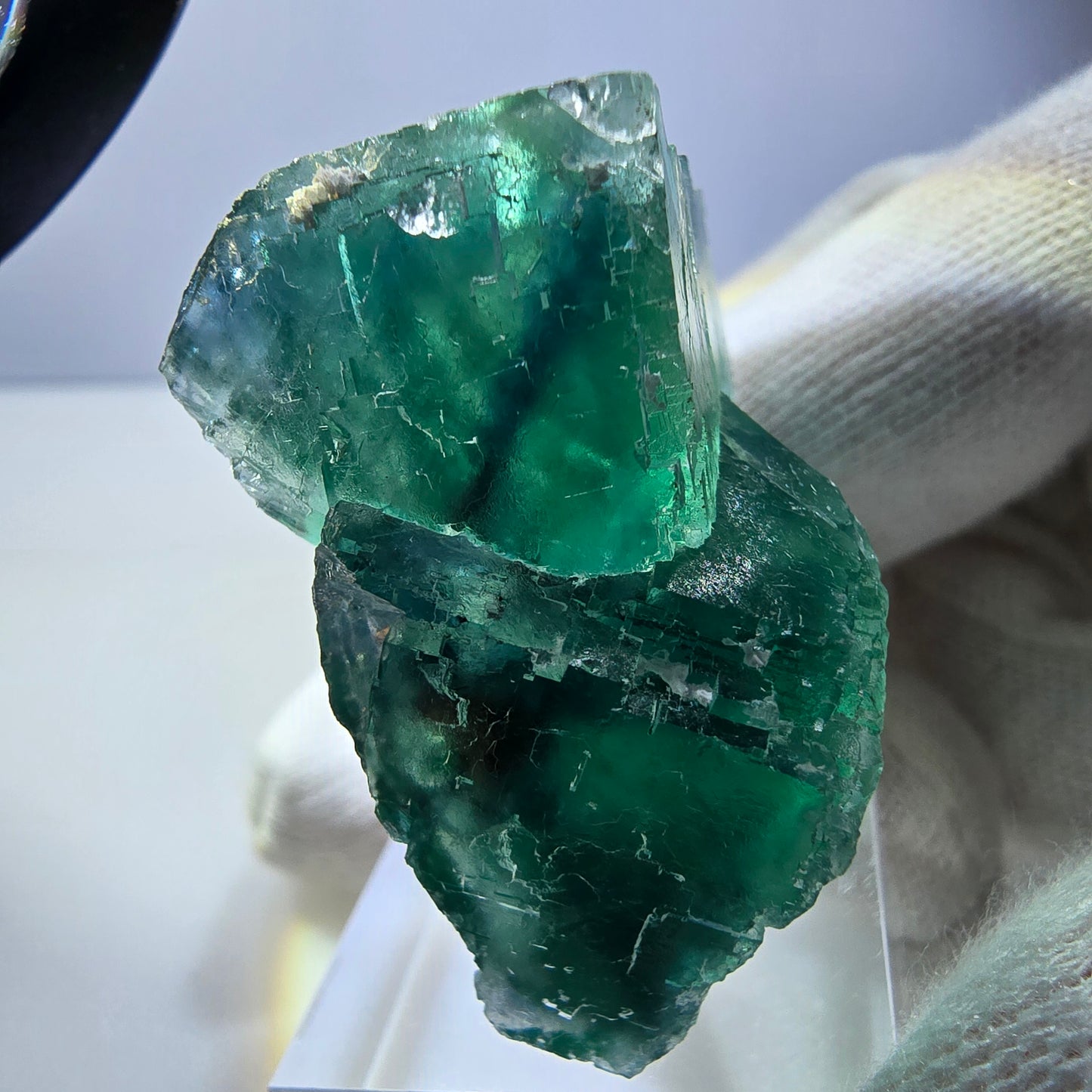 Phantom Fluorite cube specimen parquetted green turquoise Okorusu, Namibia 47*42*21mm 