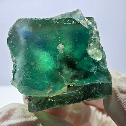 Spécimen de cube de fluorite fantôme transparente, vert parqueté, Okorusu, Namibie, 48 x 29 x 25 mm 