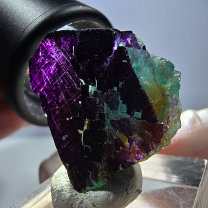 Phantom Fluorit Würfel Stufe grün lila zonal 11:11 Angel Pocket, Namibia 27*23*18mm