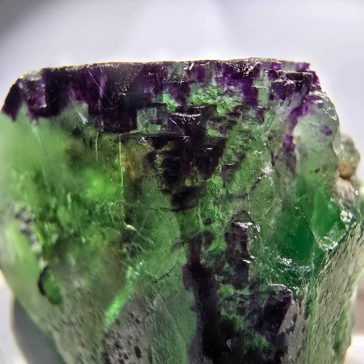 Seltener Phantom Fluorit Würfel, zonal grün lila Okorusu, Namibia 40*35*29mm