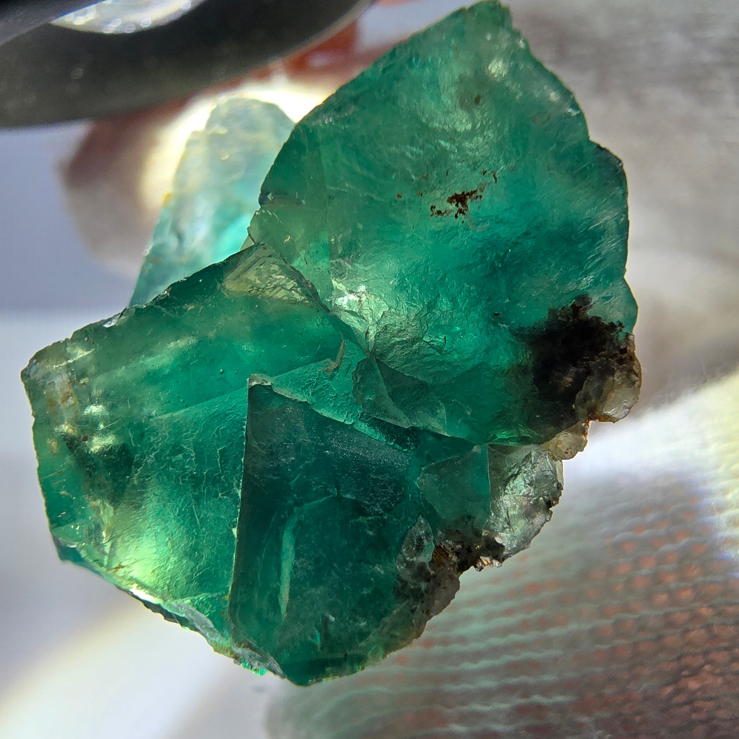 Cube de fluorite fantôme parqueté vert turquoise Okorusu Namibie 29*27*17mm 