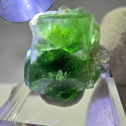 Cube de fluorite fantôme, spécimen de tourmaline Schorl, Erongo, Namibie, 23 x 19 x 15 mm 