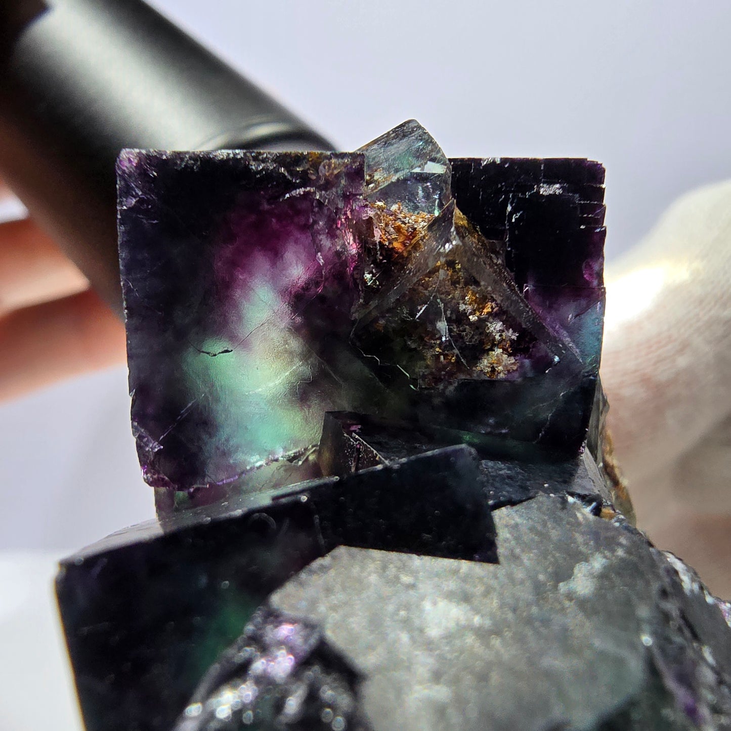Seltene Phantom Fluorit Würfel Stufe grün lila zonal Okorusu Namibia 63*53*38mm