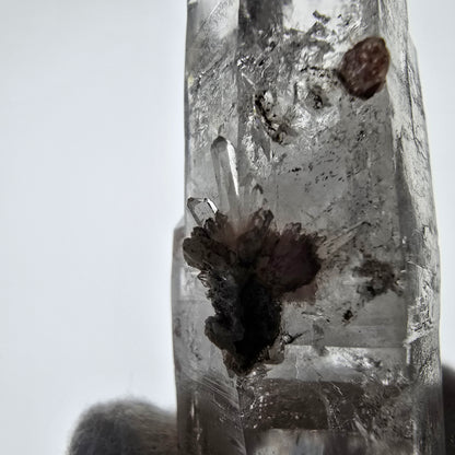 Sceptre de poche Enhydro Skeleton Smoky Quartz DT Valentine Goboboseb Namibie 112*26*18mm 