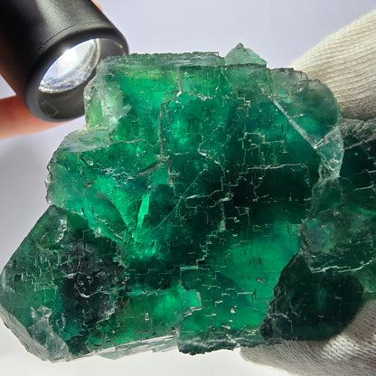 Grand cube de fluorite fantôme vert étagé Okorusu Namibie 94 x 58 x 46 mm 