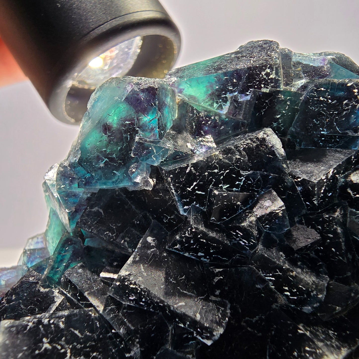 Grand spécimen de cube de fluorite fantôme, zonal – Nouvelle découverte ! Okorusu, Namibie, 105 x 79 x 31 mm 