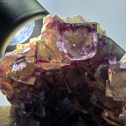 Seltene Phantom Fluorit Würfel Stufe, lila grün Okorusu Namibia 72*50*27mm