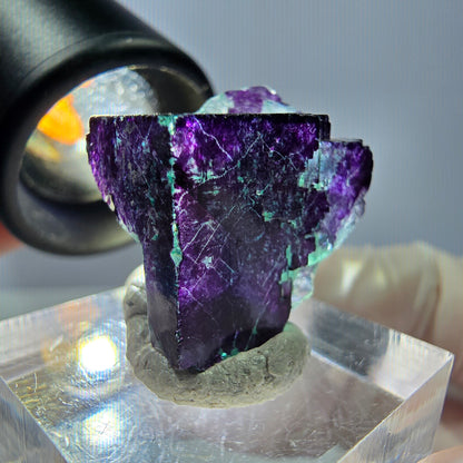 Phantom Fluorit Würfel Stufe grün lila zonal 11:11 Angel Pocket, Namibia 20*19*14mm