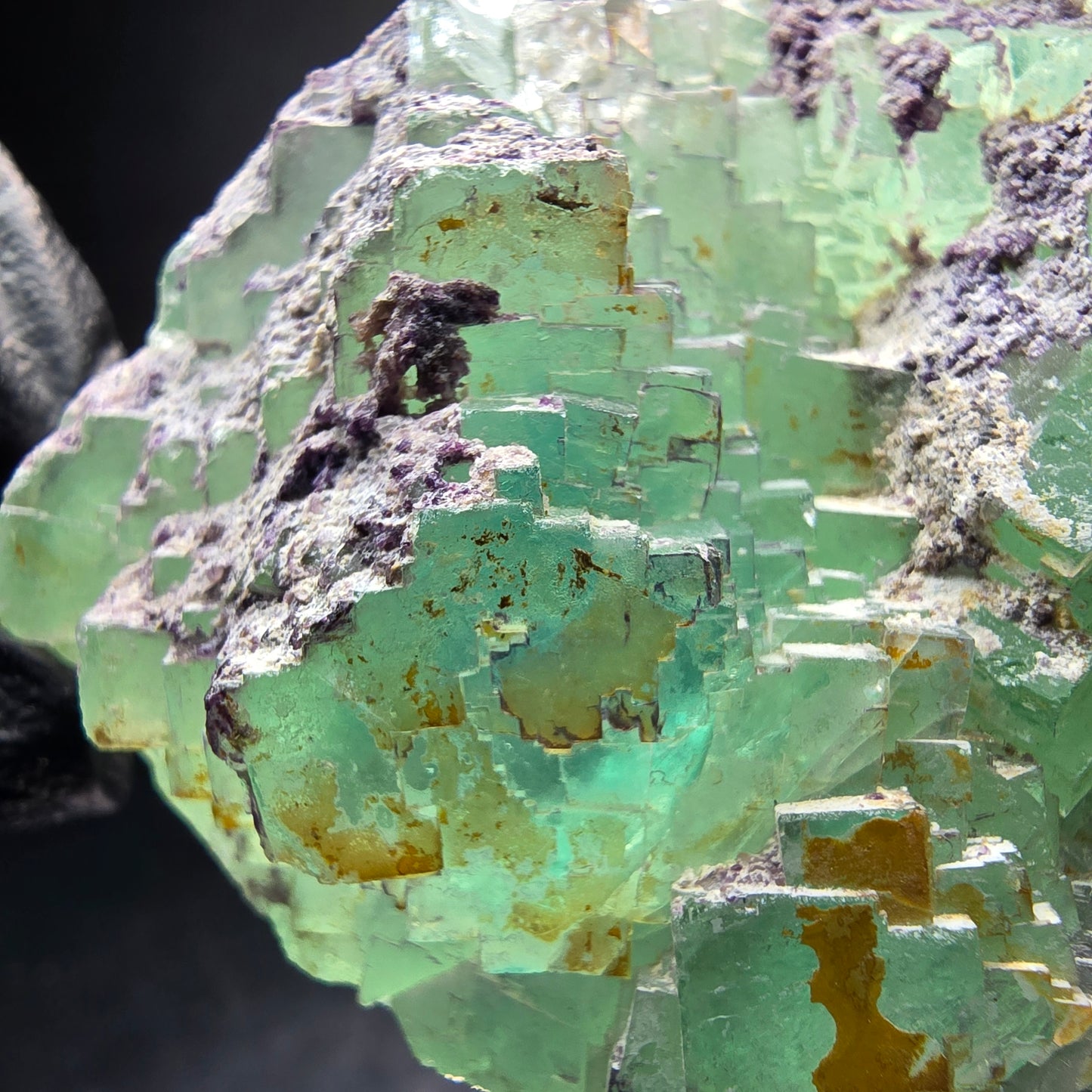 Cube de fluorite fantôme étagé vert turquoise Omehane, namibie 89*45*21mm