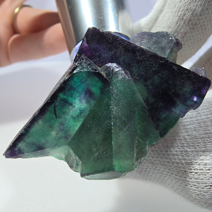 Clear Phantom Fluorite Cube Specimen zonal green purple Okorusu, Namibia 51*33*33mm 
