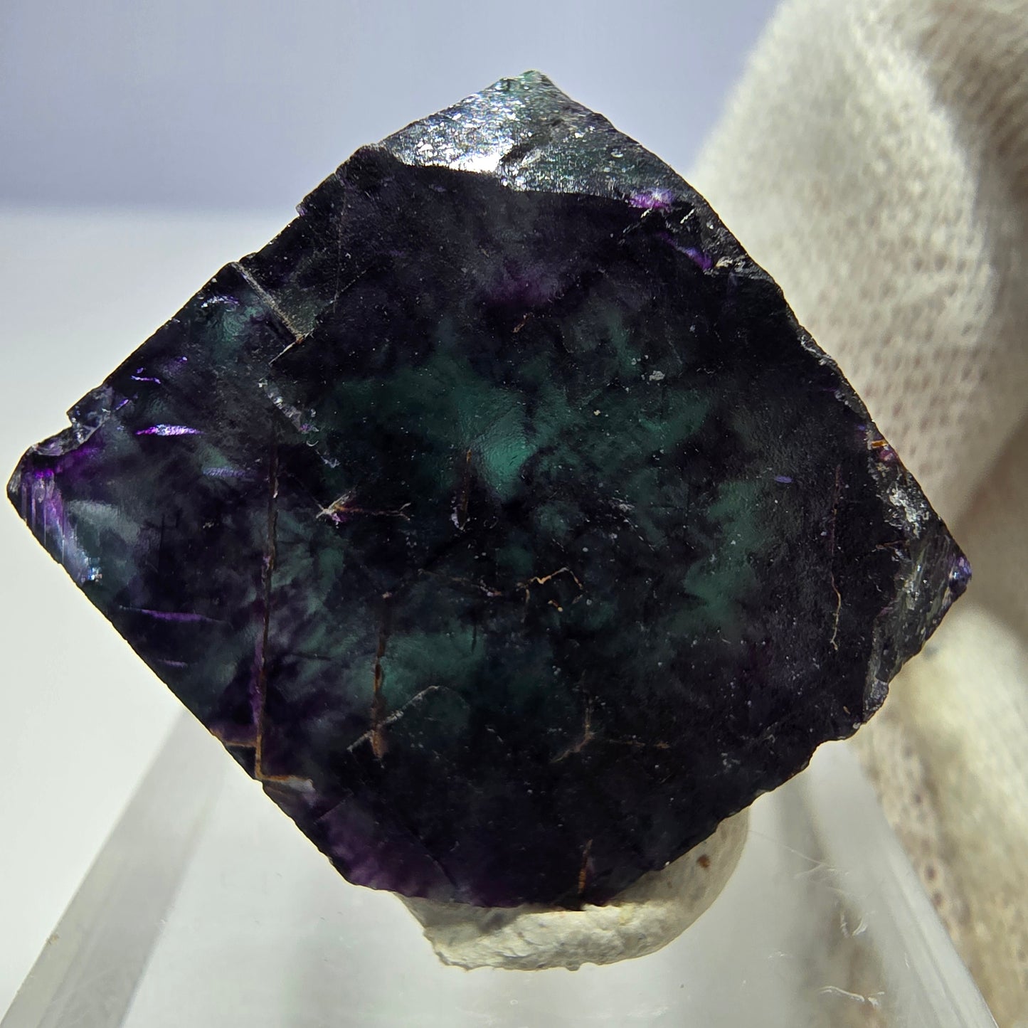 Clear Phantom Fluorite Cube Specimen zonal green purple Okorusu, Namibia 30*27*19mm 