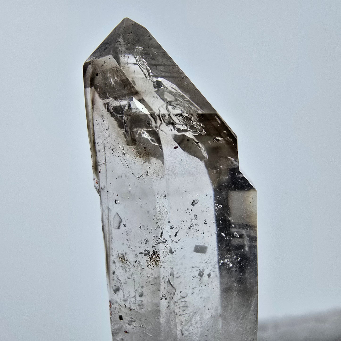 Enhydro Phantom Quartz fumé Sceptre Tip 1x Bubble Goboboseb, Namibie 50*16*16mm 