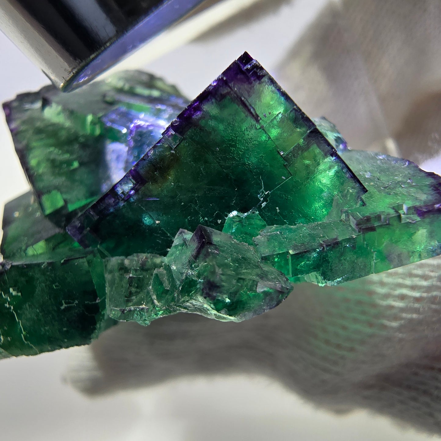Rare Phantom Fluorite Cube Specimen zonal green purple Okorusu, Namibia 47*33*21mm 