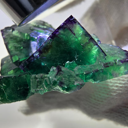Rare Phantom Fluorite Cube Specimen zonal green purple Okorusu, Namibia 47*33*21mm 
