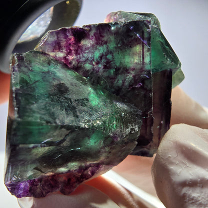 Spécimen de cube de fluorite fantôme parqueté vert violet Okorusu, Namibie 45*28*25 mm 