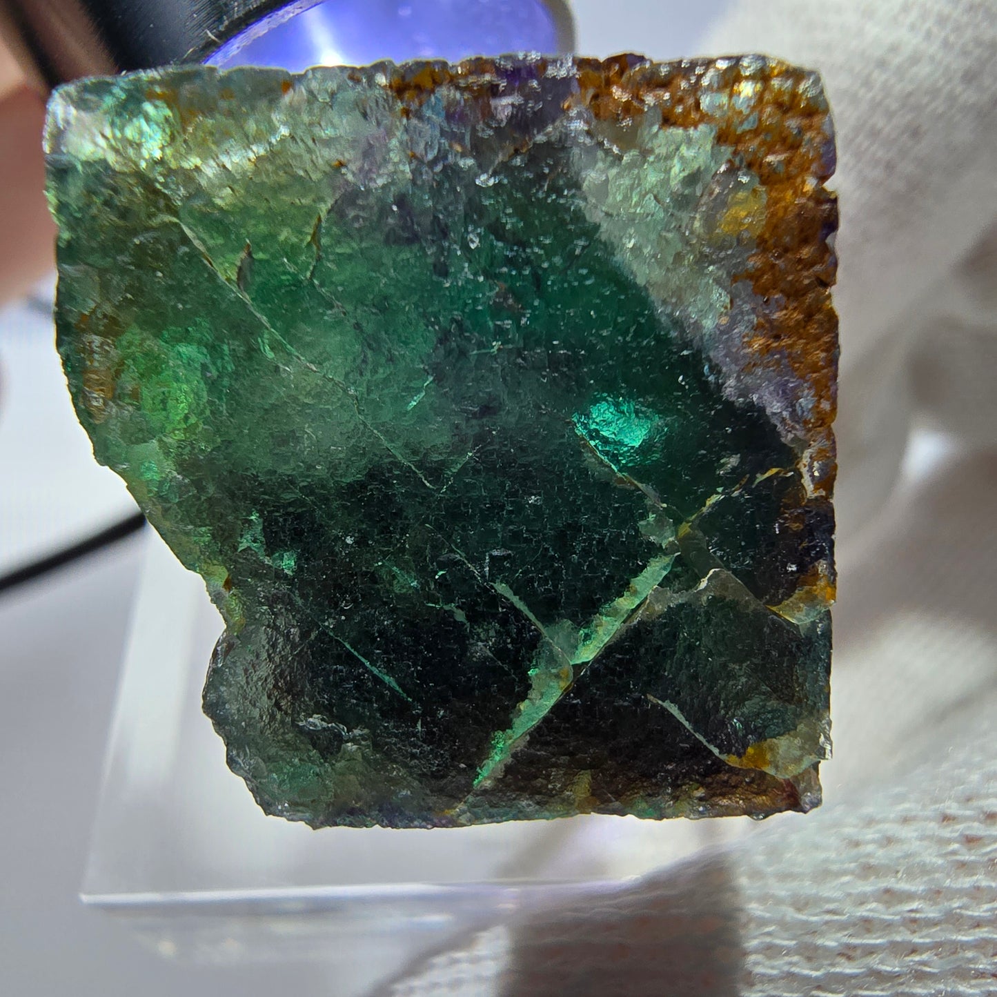 Rare cube de fluorite fantôme zonal, vert violet Okorusu, Namibie 28*25*20mm 