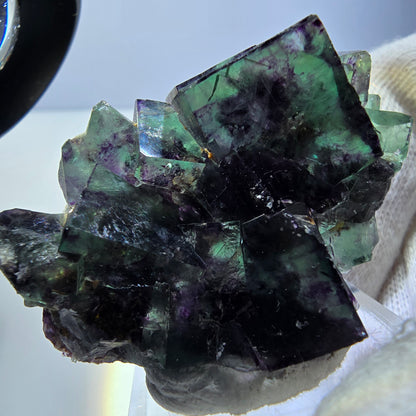 Rare Phantom Fluorite Cube Specimen zonal green purple Okorusu, Namibia 47*30*15mm