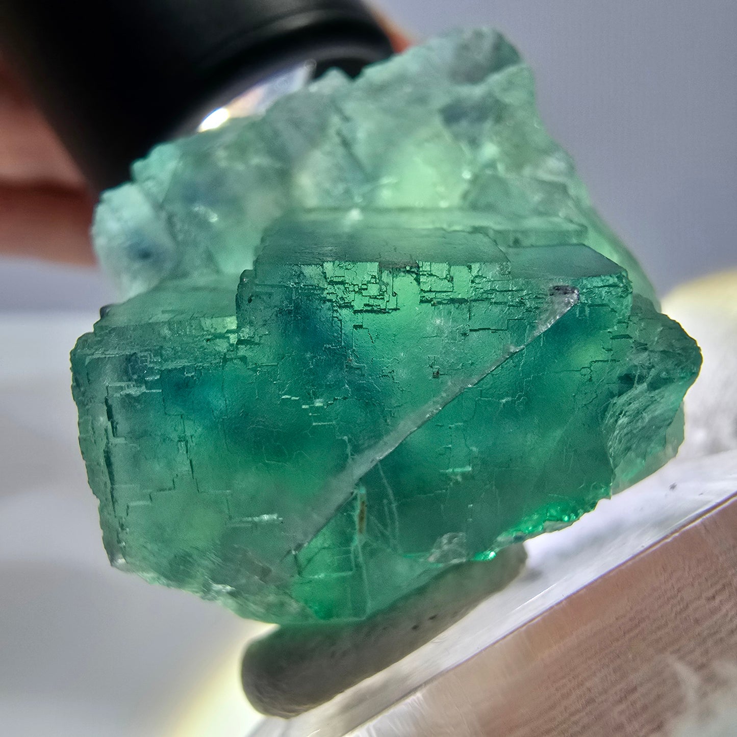 Spécimen de cube de fluorite fantôme parqueté vert turquoise Okorusu, Namibie 41*35*22mm 