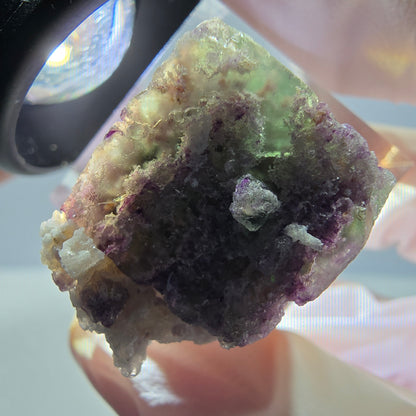 Phantom Fluorit Würfel, Quarz Stufe, grün lila Okorusu, Namibia 22*19*19mm