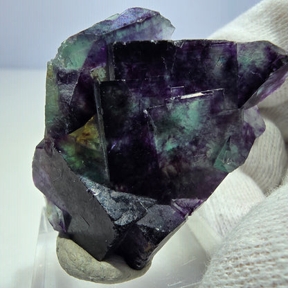 Seltene Phantom Fluorit Würfel Stufe zonal grün lila Okorusu, Namibia 43*34*16mm