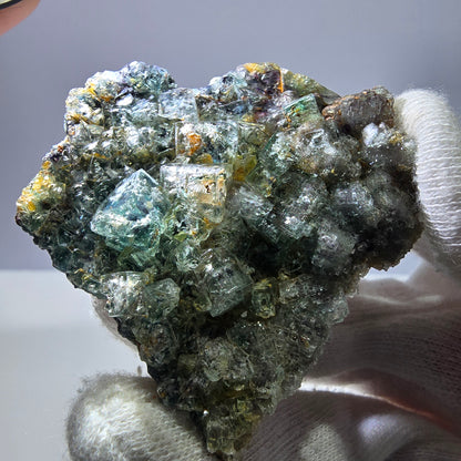 Cubes rares de fluorite fantôme zonale, vert violet, Erongo, Namibie 63*59*18 mm 