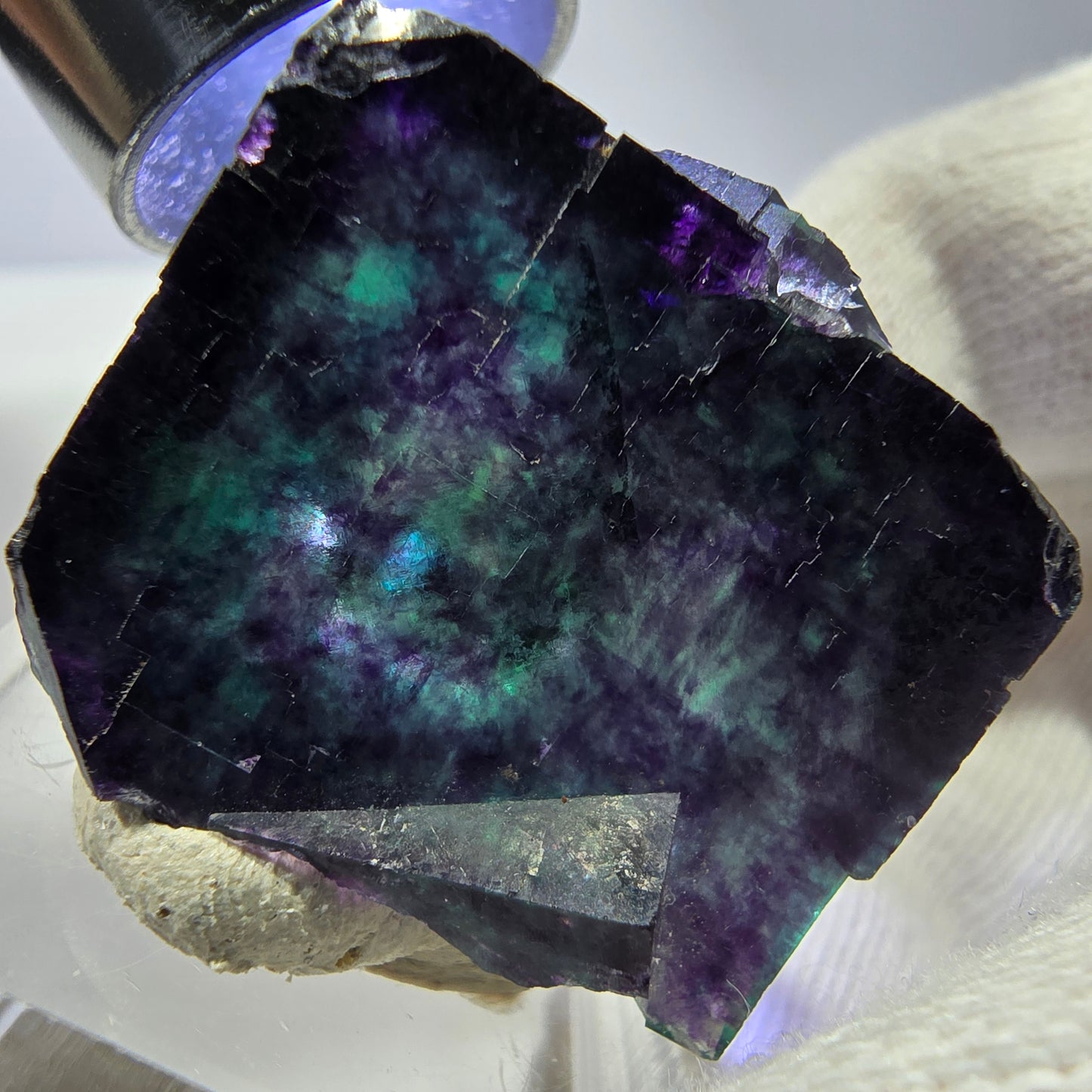 Rare Phantom Fluorite Cube Specimen zonal green purple Okorusu, Namibia 34*33*19mm 