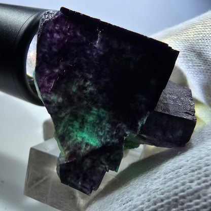 Rare Phantom Fluorite Cube Specimen zonal green purple Okorusu, Namibia 48*43*36mm 