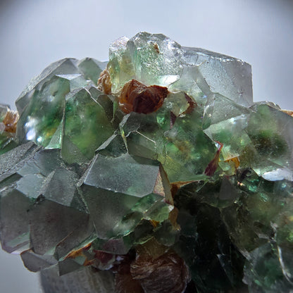 Phantom Fluorit Würfel, Hyalit, Muskovit (UV) Stufe Erongo, Namibia 70*63*36mm