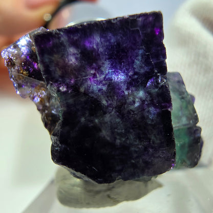 Seltene Phantom Fluorit Würfel Stufe zonal grün lila Okorusu, Namibia 31*23*19mm