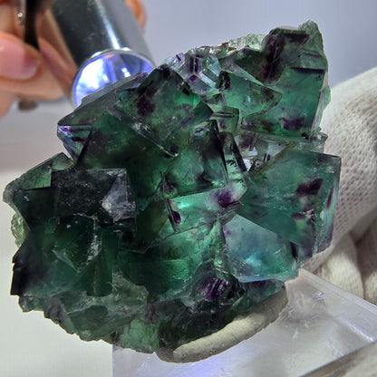 Clear Phantom Fluorite Cube Specimen zonal green purple Okorusu, Namibia 45*31*13mm 