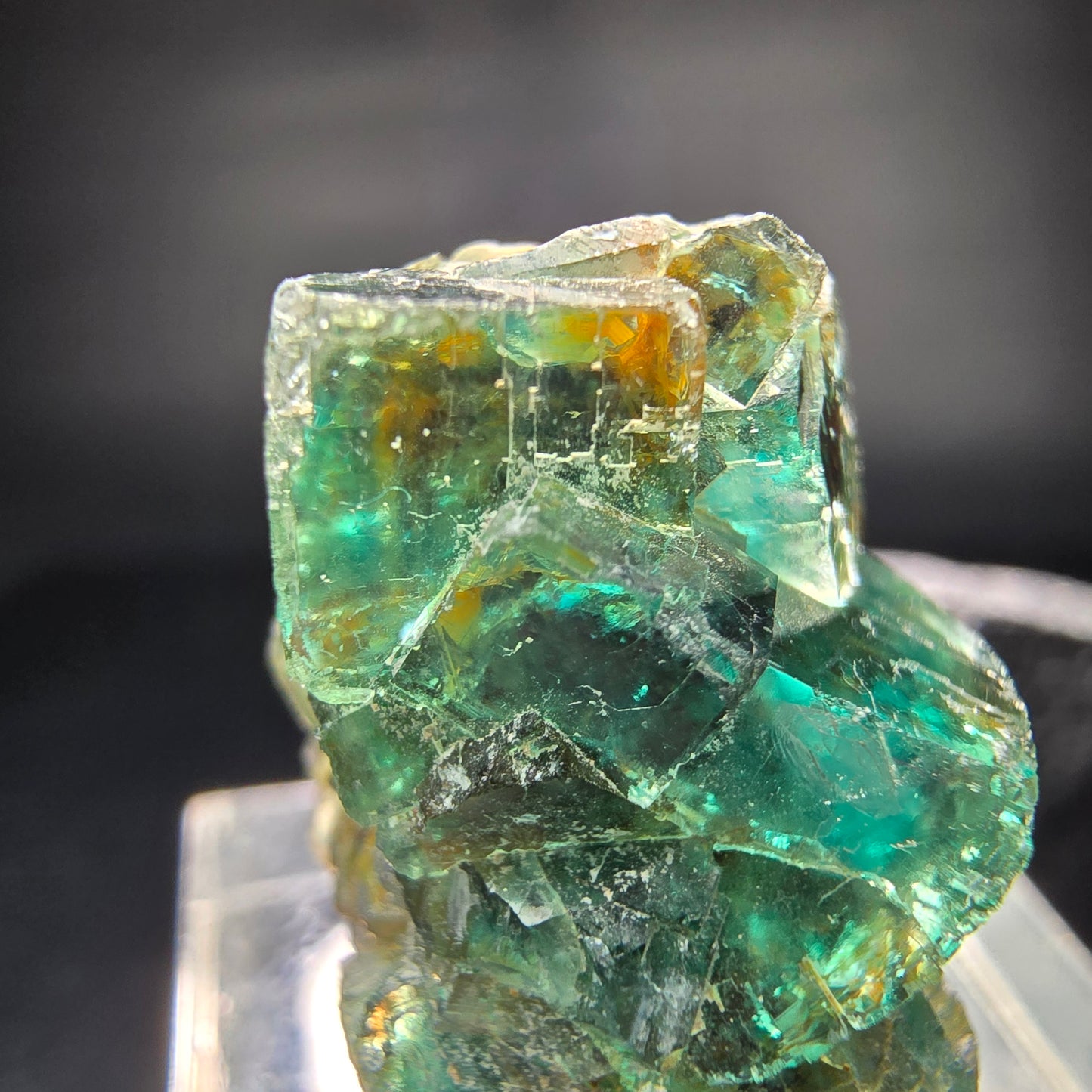 Seltene klare Phantom Fluorit Würfel Stufe grün Okorusu, Namibia 25*18*17mm