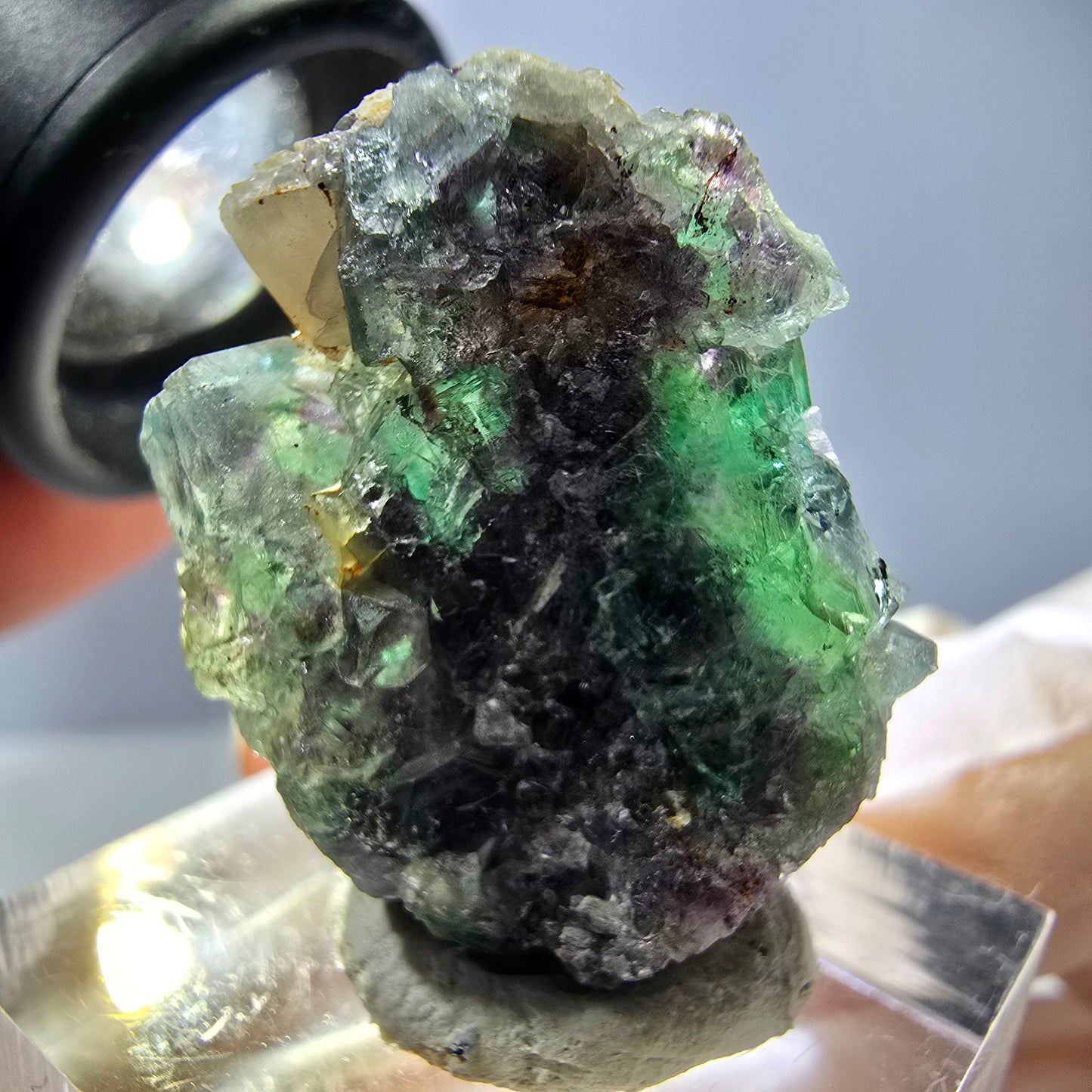 Phantom Fluorit Würfel, Quarz Stufe, grün Okorusu, Namibia 28*23*16mm