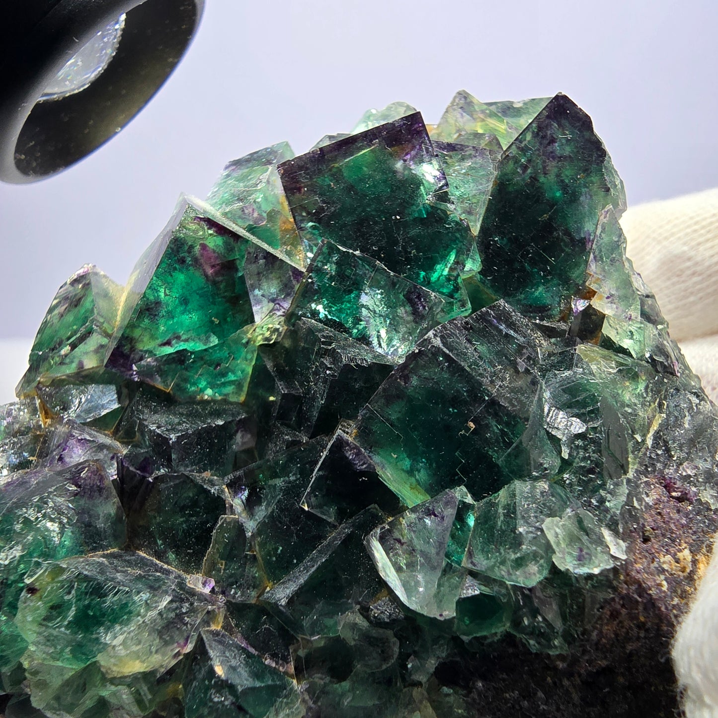 Phantom Fluorit Würfel Stufe, parkettiert grün lila Okorusu, Namibia 81*63*31mm