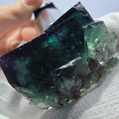 Clear Phantom Fluorite Cube Specimen zonal green purple Okorusu, Namibia 45*37*29mm 