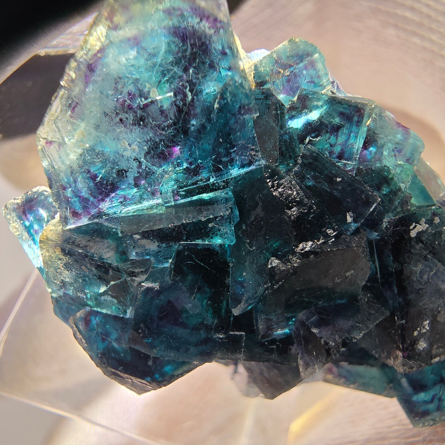 Spécimen de cube de fluorite fantôme, zonal – Nouvelle découverte ! Okorusu, Namibie, 42 x 28 x 22 mm 