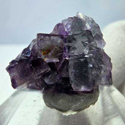 Spécimen zonal de cube de fluorite fantôme, vert violet, Okorusu, Namibie, 24 x 17 x 14 mm 
