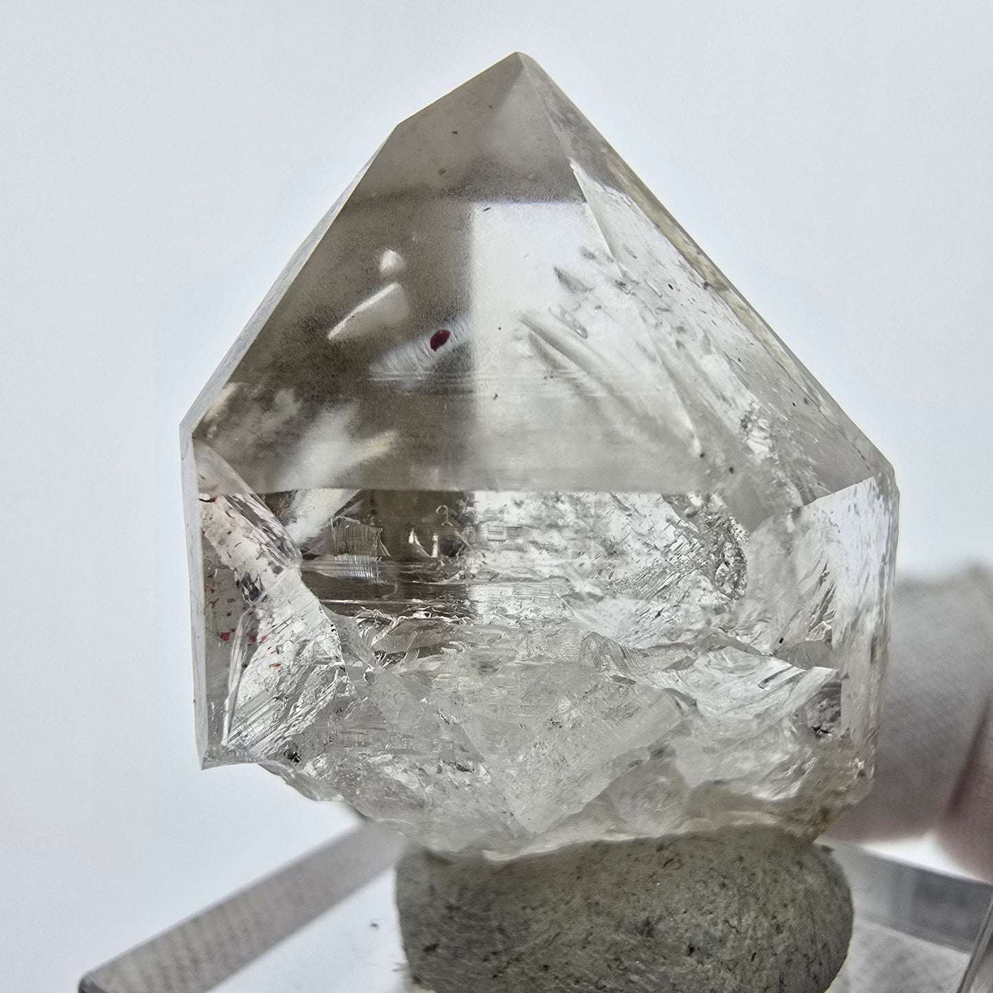 Enhydro Phantom Rauchquarz Zepter Spitze 1x Blase Goboboseb, Namibia 35*27*17mm
