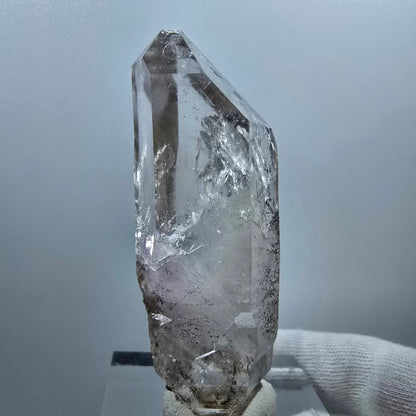Sceptre fantôme squelette en améthyste DT, calcite Valentine Pocket Goboboseb Namibie 75 x 26 x 20 mm 