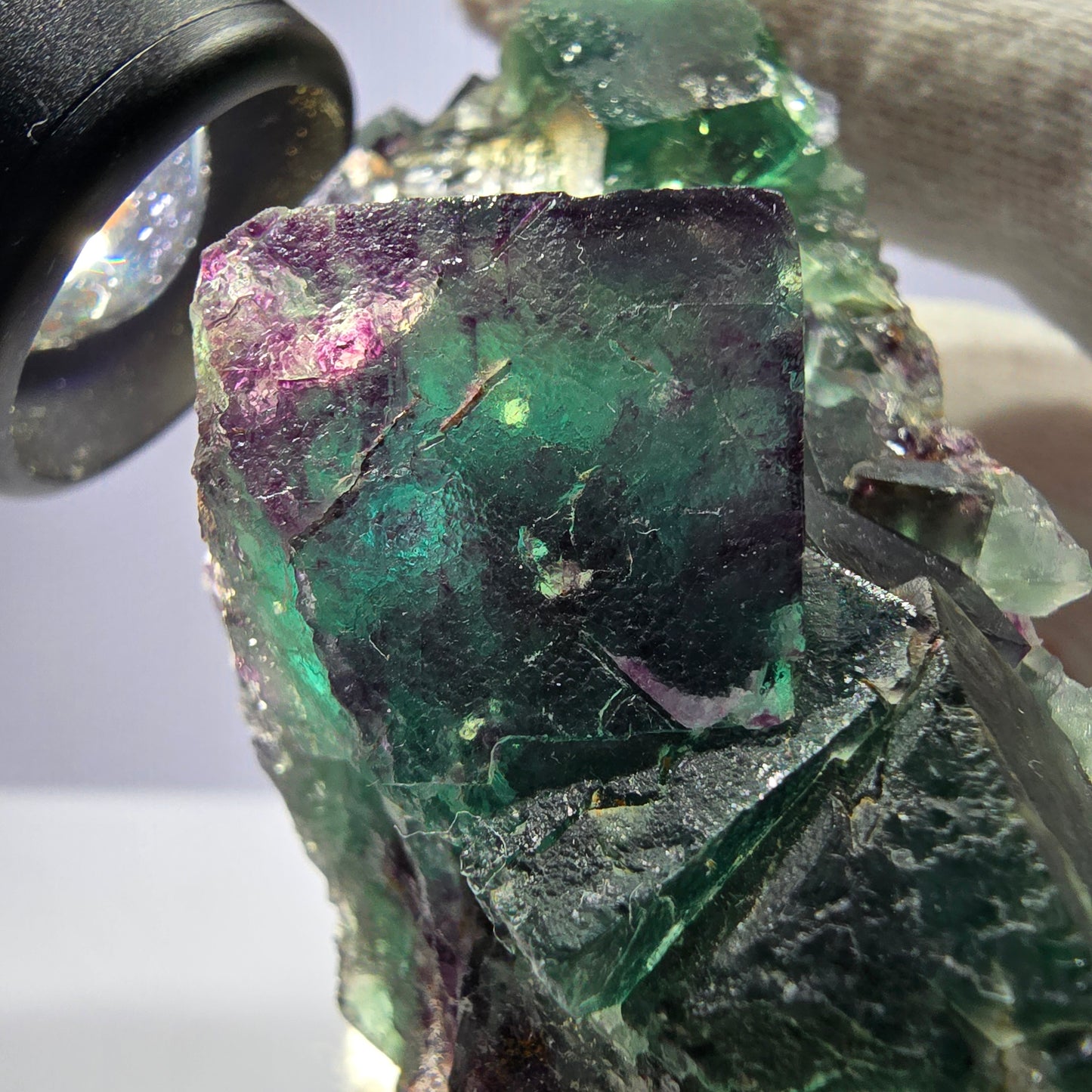 Große Phantom Fluorit Würfel Stufe parkettiert zonal Okorusu Namibia 100*47*36mm