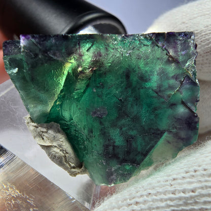 Spécimen rare de cube de fluorite fantôme, vert zonal et violet, Okorusu, Namibie, 36 x 22 x 29 mm 